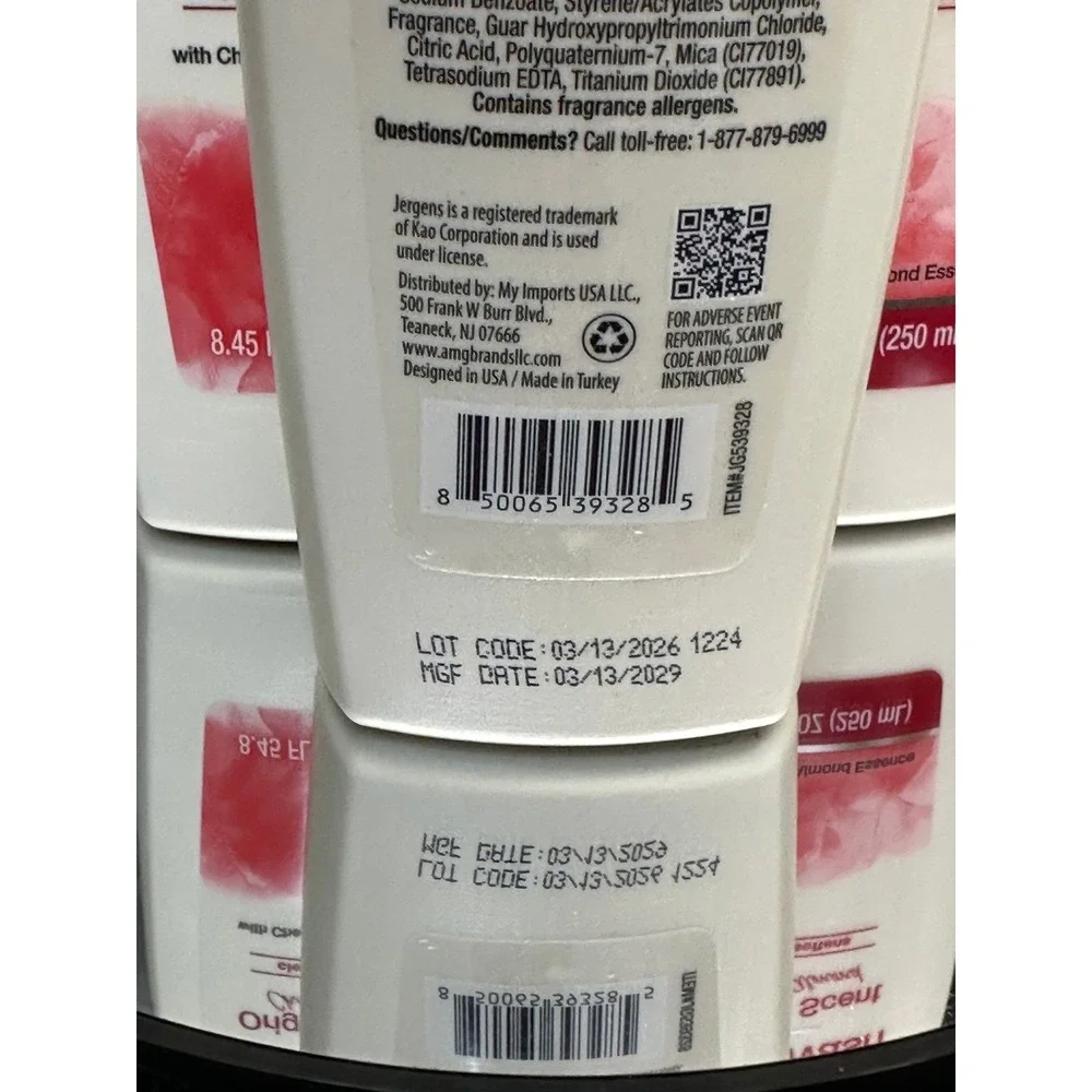 3 Pack Jergens Original Cherry Almond Moisturizing Hand Wash Soap Pump 8.45 oz